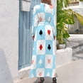 thumbnail image 3 of Heart Poker Dress High Neck Blue And White Plaid Print Beach Dresses Long Sleeve Long Maxi Dress Party Vestidos, 3 of 5