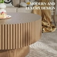 thumbnail image 4 of Gelloan 43.7" Olive Shape Wood Coffee Table, Modern Fluted Coffee Table for Living Room, Veneer Handcrafted Relief Tea Table with Sturdy Pedestal,Brown, 4 of 7