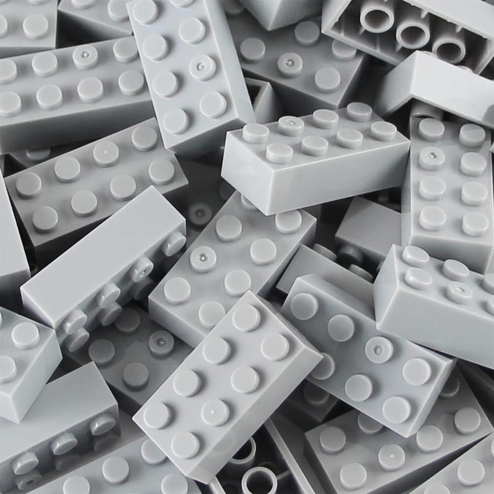 Basic Parts 320 Pieces 2x4 Light Gray Bricks Building Creative Play Blocks Set Toy Accessories Combine with Major Brick Brands (Gray Light)