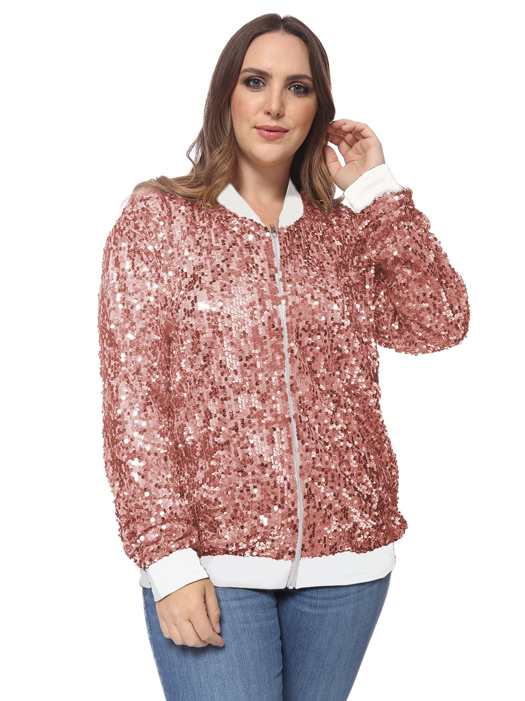 Plus Size Light Pink / Royal Sequin Jersey OSFM Size XL-3XL Jack and Jill  of America 