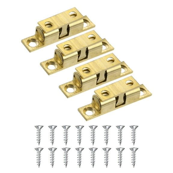 Uxcell 40mm Double Ball Tension Roller Catch Latch, Solid Brass Adjustable Hardware Fitting, Gold Tone 4 Pack