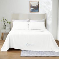 1200 Thread Count 4 Piece Quality Sheet Set 15 Inch Deep Pocket 100% Egyptian Cotton Color White Stripe Size Twin XL