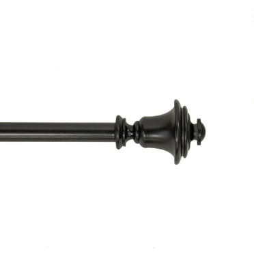 Mainstays 3/4" Black Urn Adjustable Single Curtain Rod, 30-84", Black