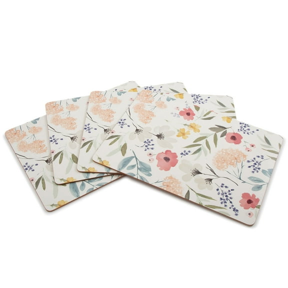 CounterArt "Pink Meadow Floral" Hardboard Tabletop Placemats 4-Pack