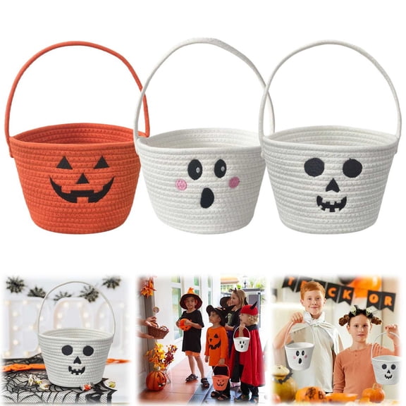 CoreLiving Boo Basket Halloween Basket for Trick or Treat Bucket Candy Storage and Gift Basket Decor Living Room Entryway Table Organizers and Storage