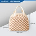 thumbnail image 3 of Insulated Lunch Bag for Women Men, Cute Corduroy Lunch Box Tote Bag Reusable Leakproof Bento Cooler Bag for Work Picnic Travel, 9.8L (Checkered Brown), 3 of 7