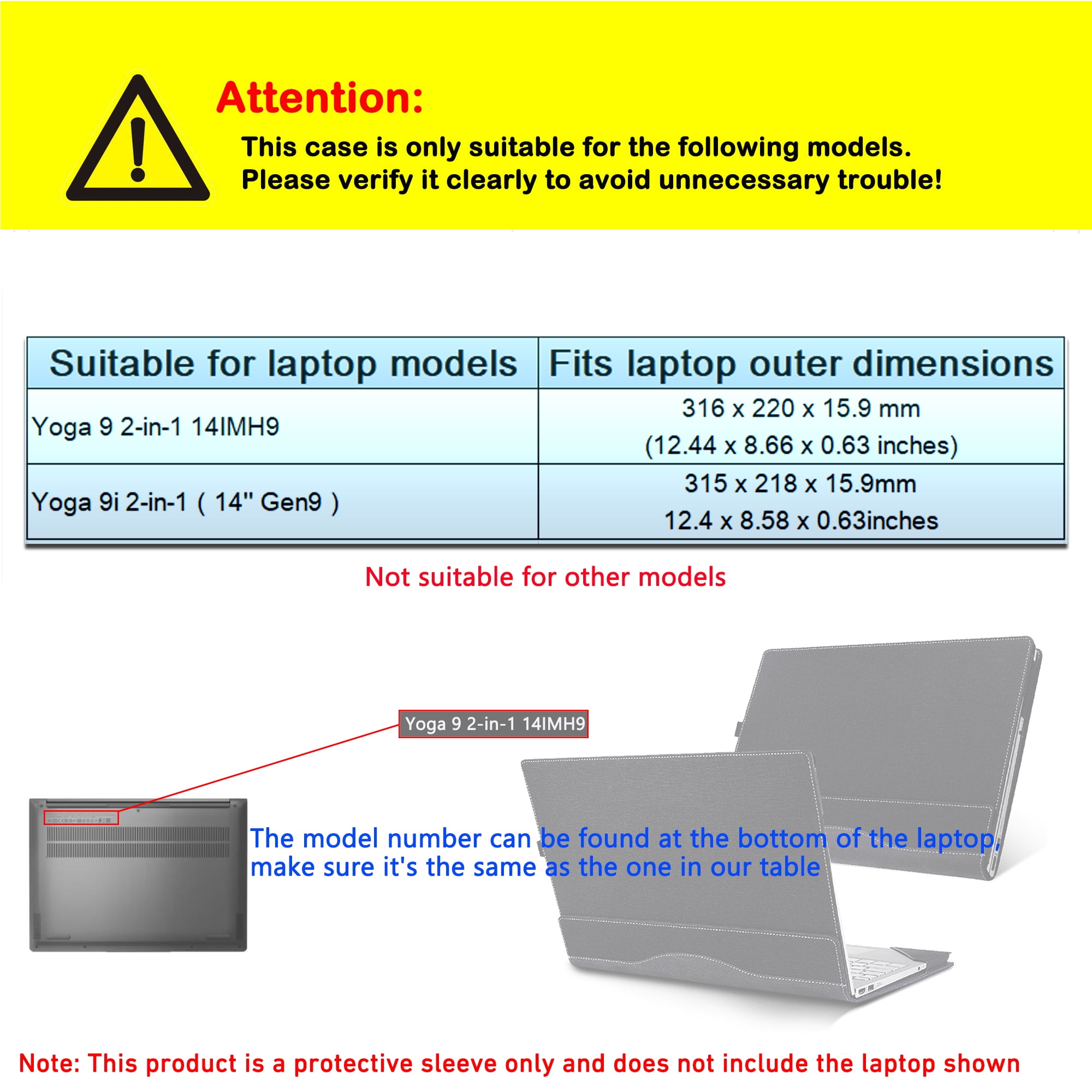 Laptop Case Cover for 14 inch Lenovo Yoga 9 2-in-1 14IMH9 & Yoga 9i 2-in-1 14'' Gen9[Not for Yoga Pro 9 series] ,PU Leather Notebook PC Protective Sleeve with Pen holder