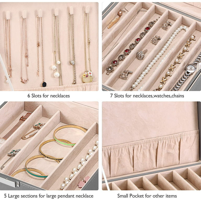 BEWISHOME Necklace Organizer Box Necklace Storage Organizer for