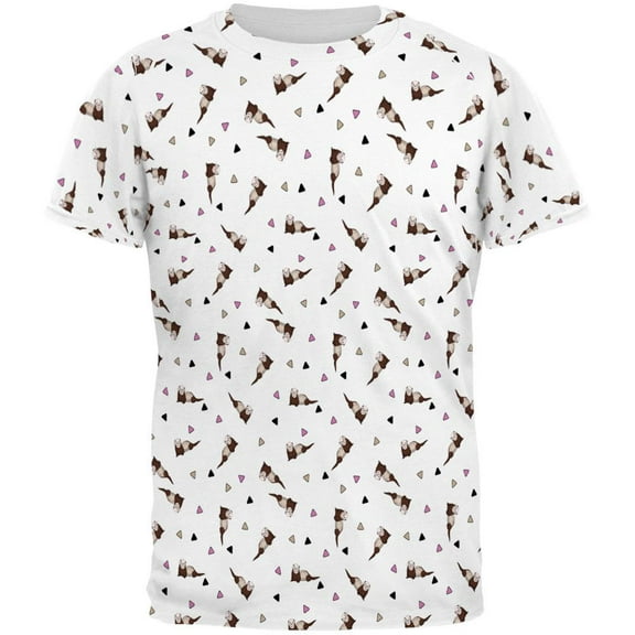 Retro Ferret Pattern All Over Mens T Shirt White MD