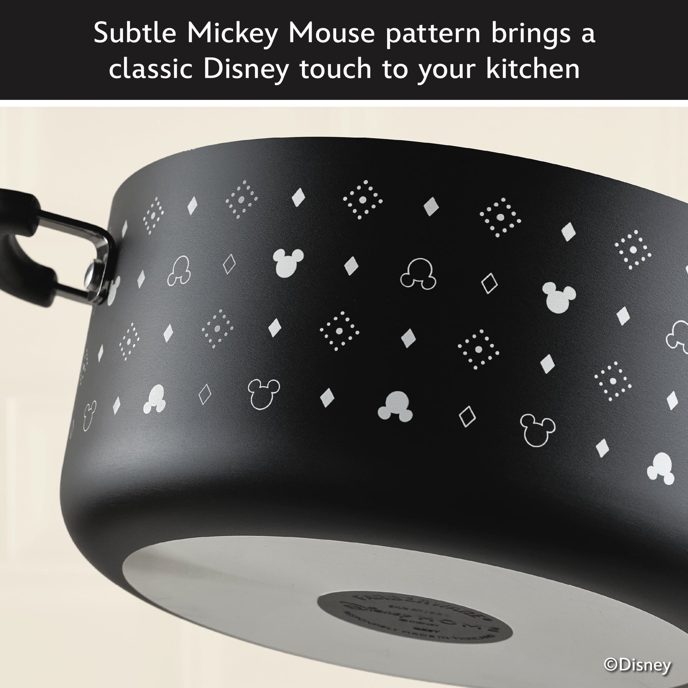 Farberware Disney Monochrome 5.5 Quart Ceramic Nonstick Stockpot with Lid, Dishwasher Safe, Black