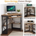 thumbnail image 5 of VECELO Desk with Keyboard Corner Computer Writing Shelves, Compact Home Office, Dark Brown, 5 of 9