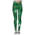 thumbnail image 4 of Fiaer black leggings woemn christmas tree plus size yoga pants slim fit trendy soft high waisted workout trousers Green S, 4 of 5