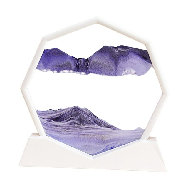 Adorno artístico con imagen de arena en movimiento, paisaje creativo y dinámico. Marco Blanco Púrpura