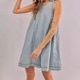 thumbnail image 4 of Women's Casual Dresses Denim Sleeveless Ruffles Backless Flowy Mini Jean Dress with Pockets Light Blue Beach Long Outfits S, 4 of 9