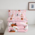 thumbnail image 5 of Homewish Cute Cartoon Halloween Ghost Full Size Comforter Sets,Pumpkin Bat Banner Print Bedding Comforter Set,Blush Pink,Pink Reversible,3-Piece,1 Comforter and 2 Pillowcases, 5 of 7