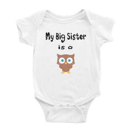 

My Big Sister Is A Owl Funny Baby Bodysuit Boy Girl