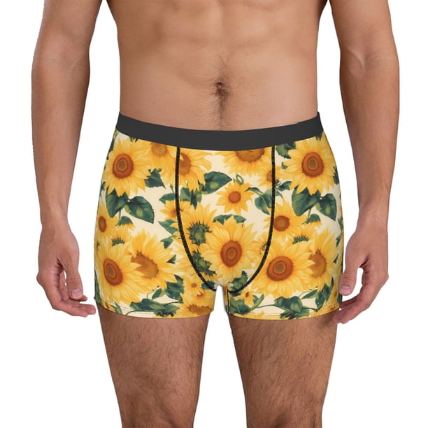 Fotbe Green Leaf Sunflower Calzoncillos Tipo Boxer con Bolsa de Soporte Total para Hombre, X-Temp Fresco, Transpirable y de Secado Rápido-X-Large