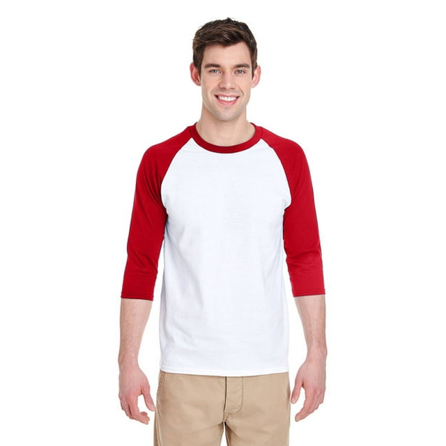 Gildan G570 T-Shirt Adulte en Coton Épais Manches 3/4 Raglan