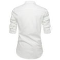 thumbnail image 1 of Mens Solid Color Stand-up Collar Long-sleeved Cotton And Linen Shirt, 1 of 9