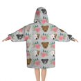 thumbnail image 2 of Cute Pitbull Terriers Dog and Flower Blanket Hoodies for Kids 6-13YR Oversize Wearable Blanket Hoodies for Boys Girls Teens, 2 of 7