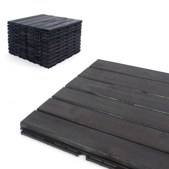 3rd Street Inn Acacia Wood Deck Tiles - Blue Bayou Finish - Straight - 20 Pack