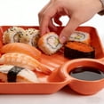 thumbnail image 5 of Deeceymbur Plateau de Trempette Style Japonais Assiette à Sauce pour Dumplings avec Compartiments de Séparation Plat de Service Réutilisable pour Vinaigre Sauce Soya Sushi Dessert Amuse-Gueule Ustensiles de Cuisine Modernes, 5 of 5