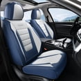 thumbnail image 3 of Coverado Car Seat Covers Full Set, Stylish Faux Leather Front and Back Seat Protectors, Automotive Interior Accessories Universal Fit for Most Cars, Blue & White, 3 of 10