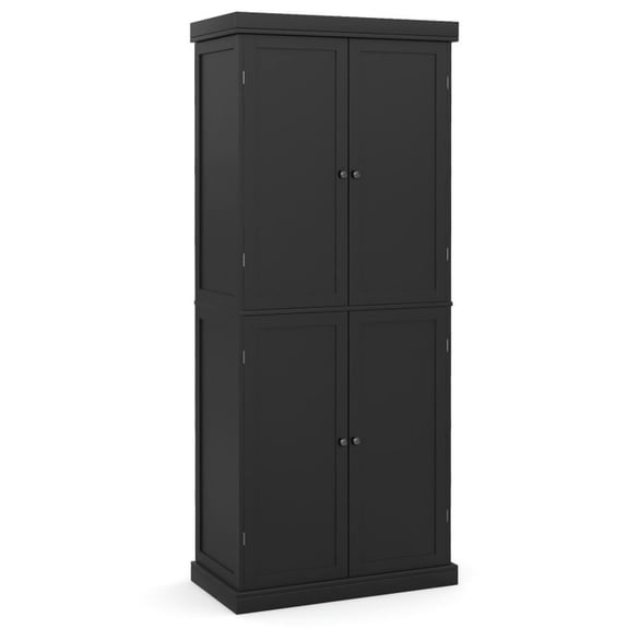 Kadyn Buffet Sideboard,Sideboard Buffet Cabinet,72.5 Inches Tall Buffet Cabinet with 6-Tier Shelves and 4 Doors-Black