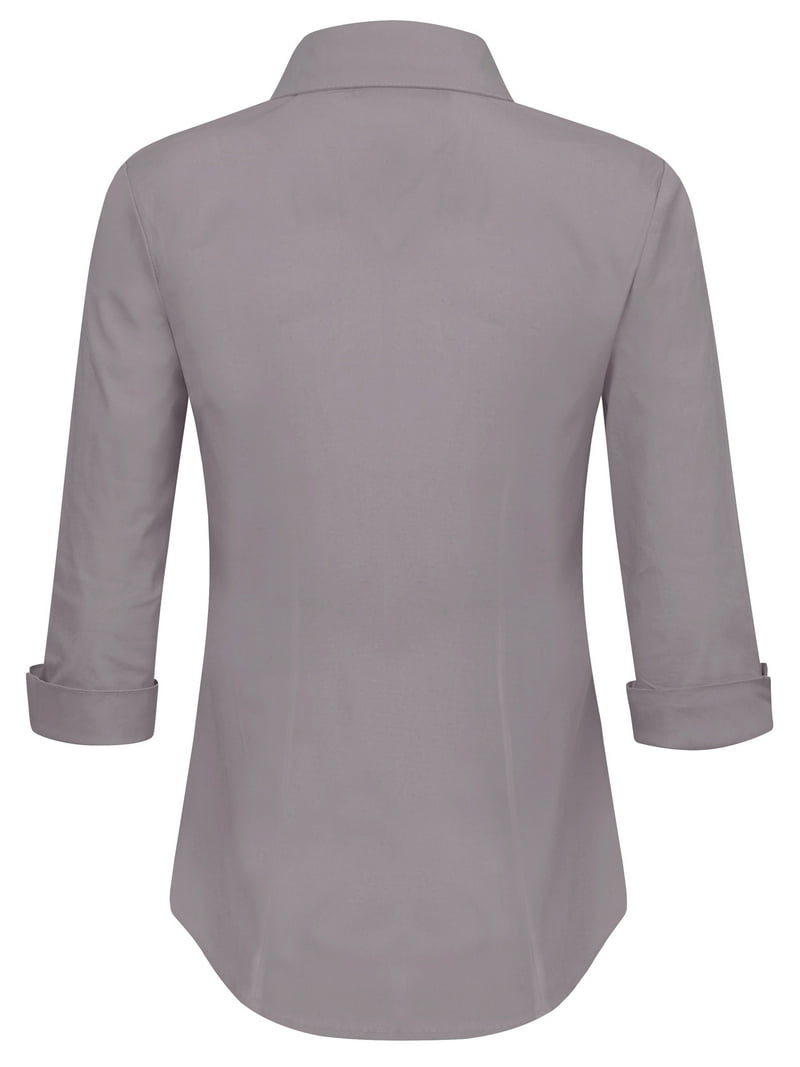 Made by Johnny Women's 3/4 Sleeve Tailored Button Down