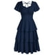 thumbnail image 1 of Vestido Belle Poque vintage con capas en forma de A Swing, azul marino, 1 of 6