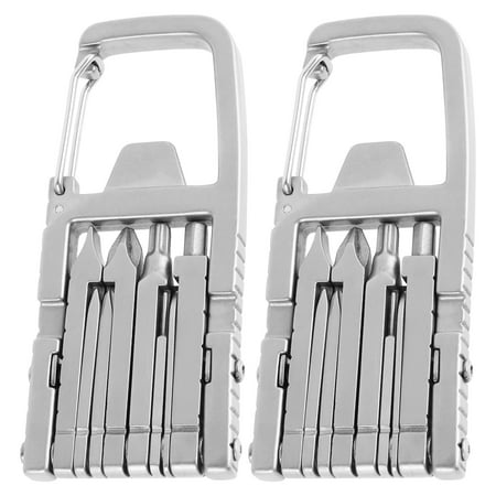 FUYGRCJ Mini Multi Tool with Bottle Opener Stainless Steel Keychain Multitool Screwdriver Portable Carabiner Multitool Screwdriver Carabiner with 12 Functions for Outdoors Camping