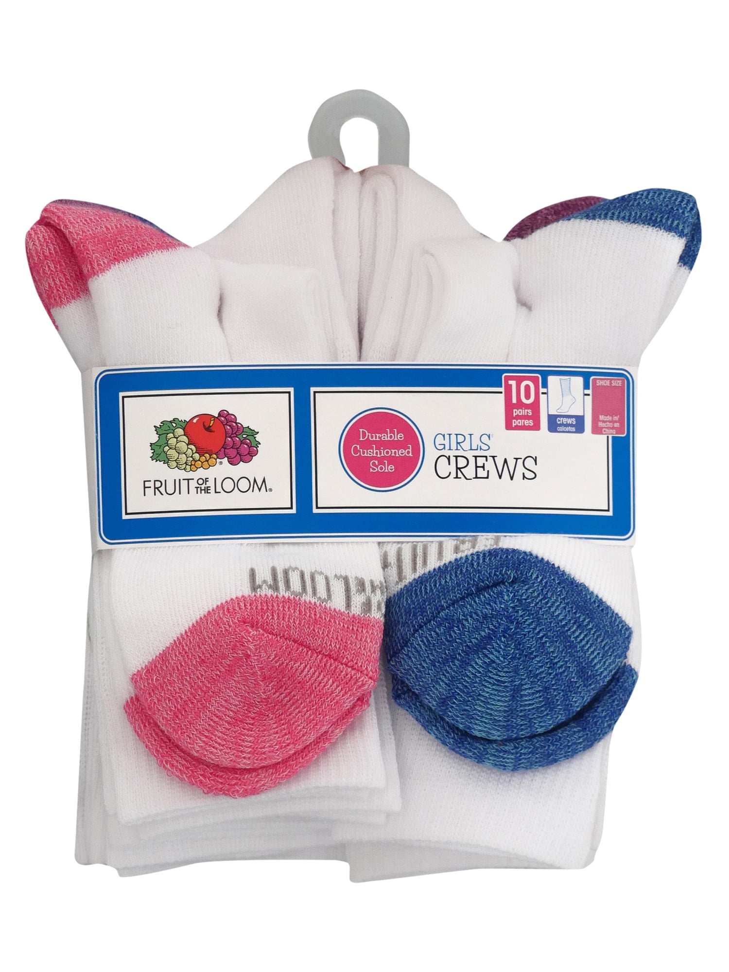 Fruit of the Loom Crew Durable Solid Socks (Big Girls or Little