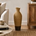 thumbnail image 3 of DecMode Seagrass Bohemian Weave Patterned Urn Shaped Decorative Vase 10"W x 28"H, with Light Natural Brown and Dark Brown Finishes, 3 of 12