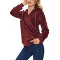 thumbnail image 6 of Spencer Womens Faux Sherpa Fuzzy Fleece Sweatshirt Loose Winter Warm Pullover Half Zip Oversized Hoodies with Pockets, Size M-3XL, 6 of 10