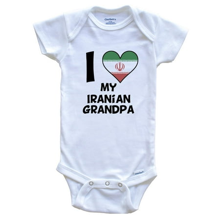 

I Heart My Iranian Grandpa Iran Flag Baby Bodysuit 0-3 Months White