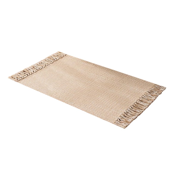 Handwoven Cotton Runner Rug 2'x5' Non Slip Machine Washable Hallway Entryway Kitchen Bedroom Rug with Tassels, Camel