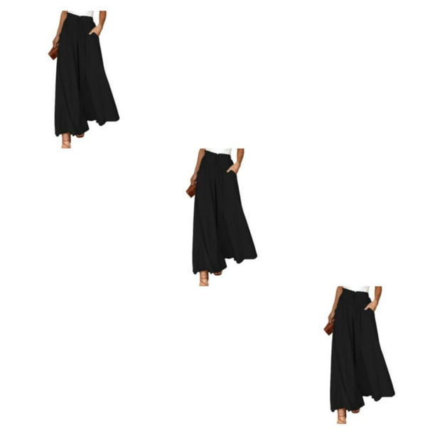 Minnieouse Pantalones de pierna ancha fluidos para mujer - Para el hogar o para viajar Pantalones de pierna de estilo delgado Fluido negro M 1 Type1 NO1