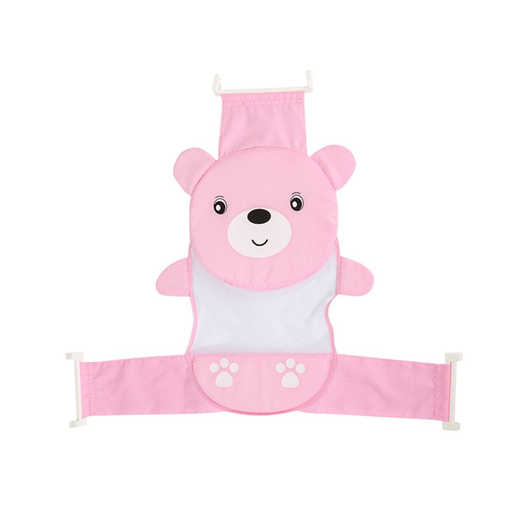 Baby Bath Tub Support Anti-Slip Soft Bath Net Bathtub Sling Bear Shower Mesh Bathing Cradle for Tub(Pink)