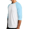 thumbnail image 4 of Men's Long Sleeve Round Neck Contrast Color Raglan Three Quarter Sleeve T-Shirt Top for Spring Fall Athleisure,Light Blue,3XL, 4 of 8