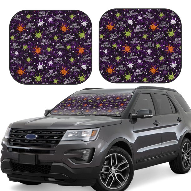Fotbe Halloween Juego de 2 Piezas de Parasoles para Parabrisas | Bloqueador Solar para Auto | Accesorios Plegables para Protección Solar Interior-Medium