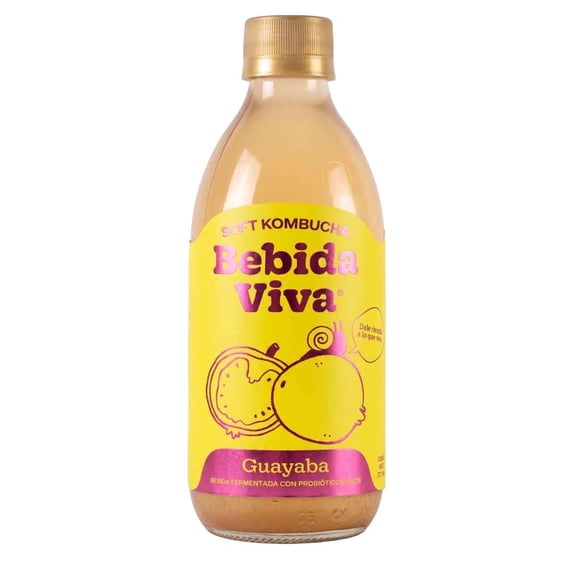 Bebida fermentada Bebida Viva Kombucha con probióticos vivos sabor guayaba 377 ml