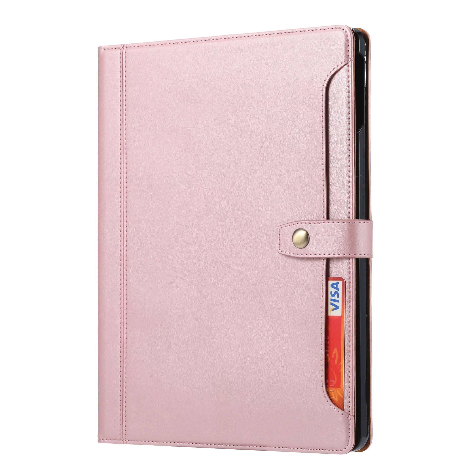 TECH CIRCLE Leather Case for (2022/2021/2020/2018) Apple 12.9-inch iPad Pro (6th/5th/4th/3rd Generation) - Smart Stand Case with Pencil Holder & Card Slots, Pink