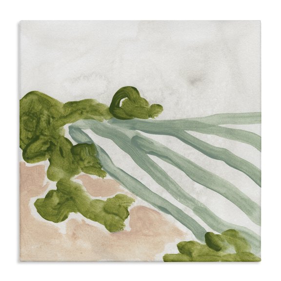 Stupell Industries Contemporary Fluid Coastline Abstract Landscape Soft Pink Green Canvas Art, 17 x 17, by June Erica Vess