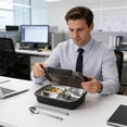 thumbnail image 7 of AZXY Stainless Steel Bento Box, Lunch Bento Box Adult, Airtight Leakproof Divided Bentgo Box, Food Storage Container for Travel Office Daily Dining, 9.45x7.28x2.76in Black, 7 of 7