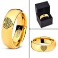 thumbnail image 4 of Tungsten Bear Paw Heart Shaped Emoji Band Ring 7mm Men Women Comfort Fit 18k Yellow Gold Dome Polished, 4 of 4