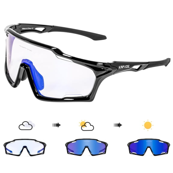 Kapvoe New Outdoor Photochromic Sunglasses Men Driving Bike Cycling Glasses Women Bicycle Riding Hiking Sports UV400 Goggles