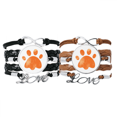 thumbnail image 1 of Orange Paw Print Cat Footprint Animal Bracelet Hand Strap Leather Rope Wristband Double Set, 1 of 3