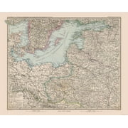 Old Europe Map - Baltic Sea, Surroundings - Stielers  1885 - 28.50 x 23