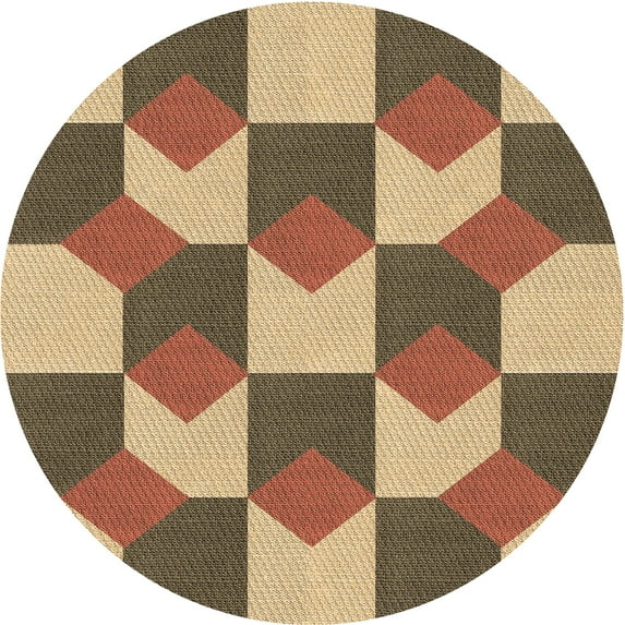Ahgly Company Machine Washable Indoor Round Transitional Saddle Brown Area Rugs, 8' Round
