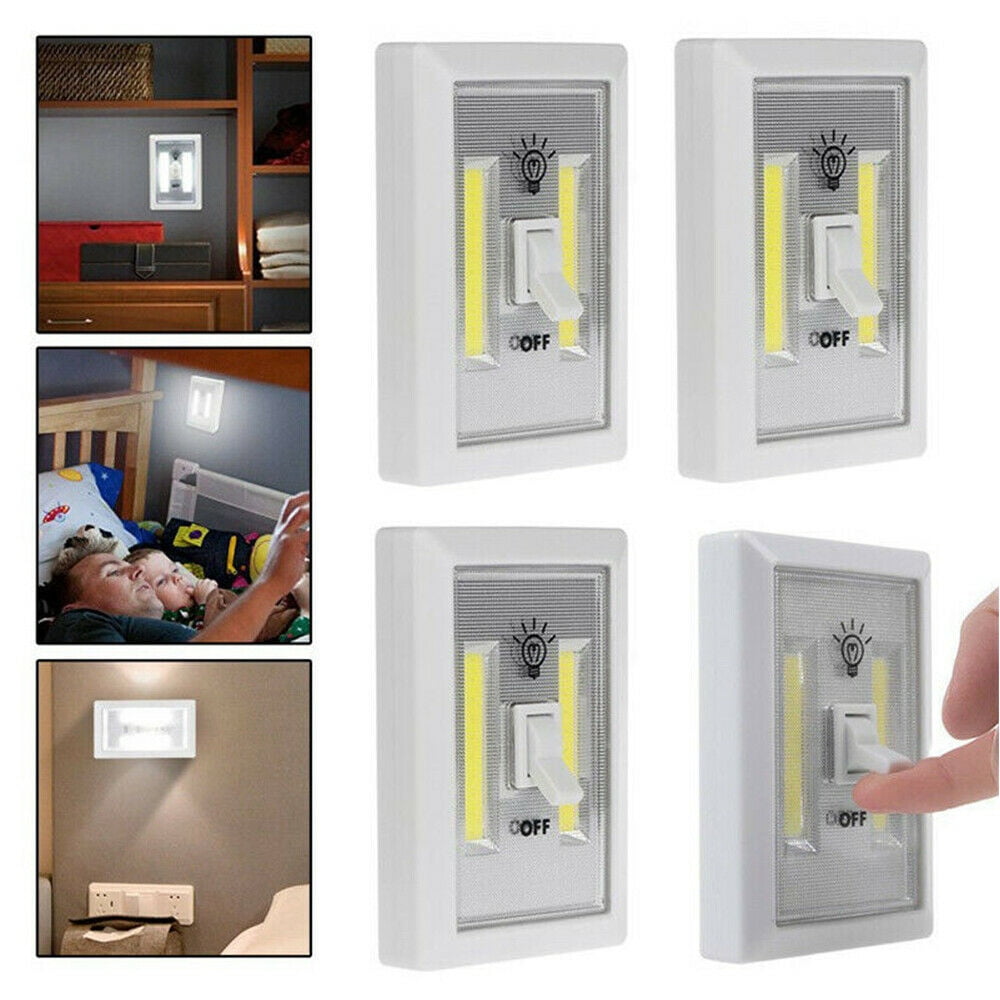 4 X COB LED Wall Switch Wireless Battery Operated Closet Cordless Night
